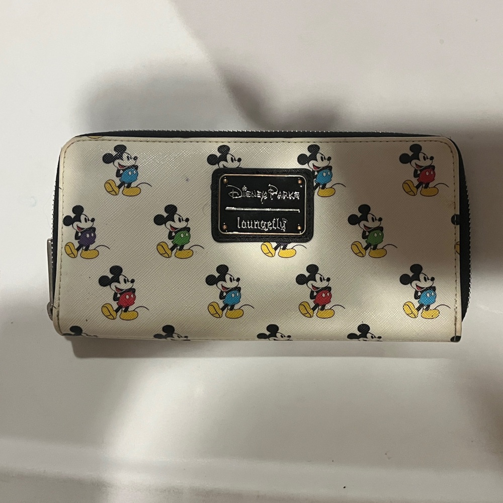Disney Cream Wallet with Colorful Mickey Mouse Pattern